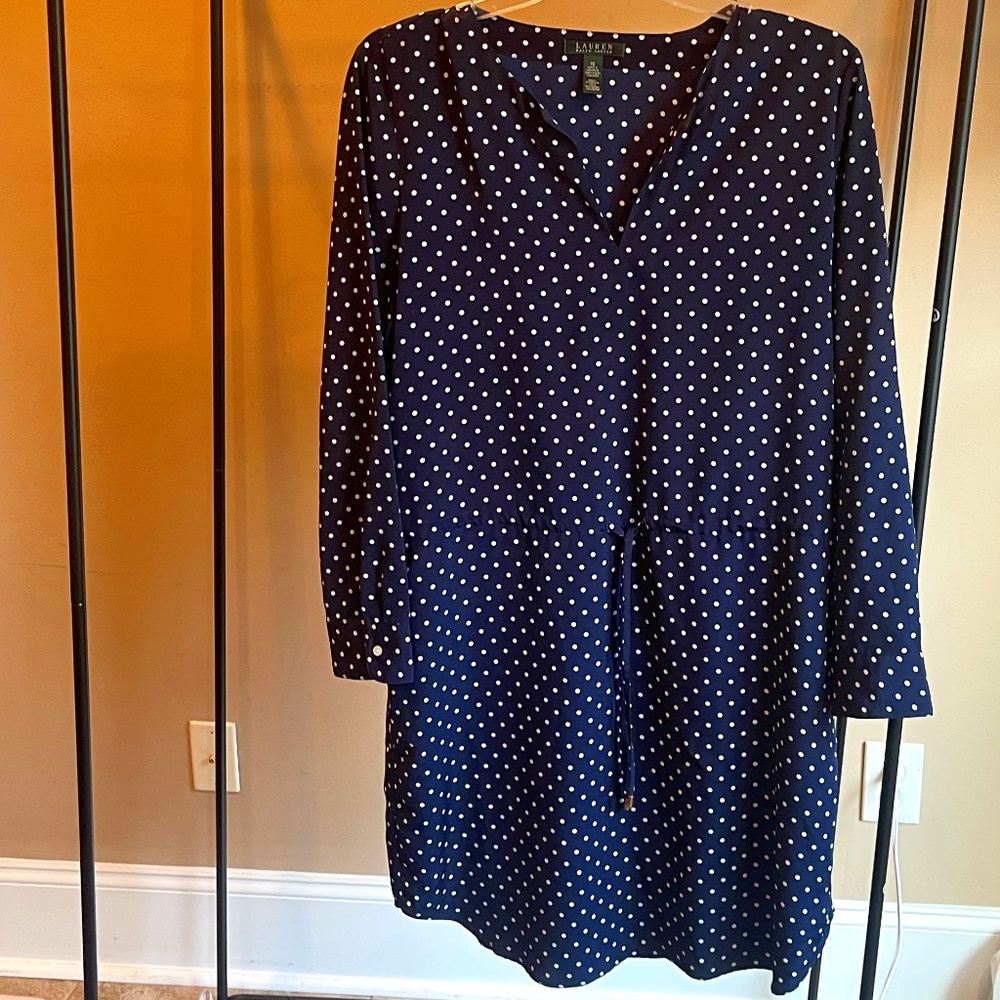 Lauren Ralph Lauren Navy Polka Dot Dress